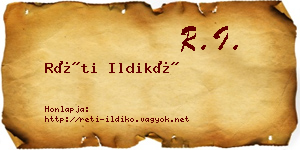 Réti Ildikó névjegykártya